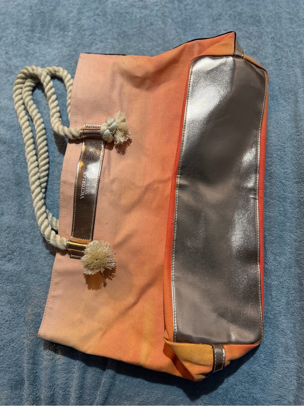 Victoria's Secret Orange Ombre Tote with Metallic Accent